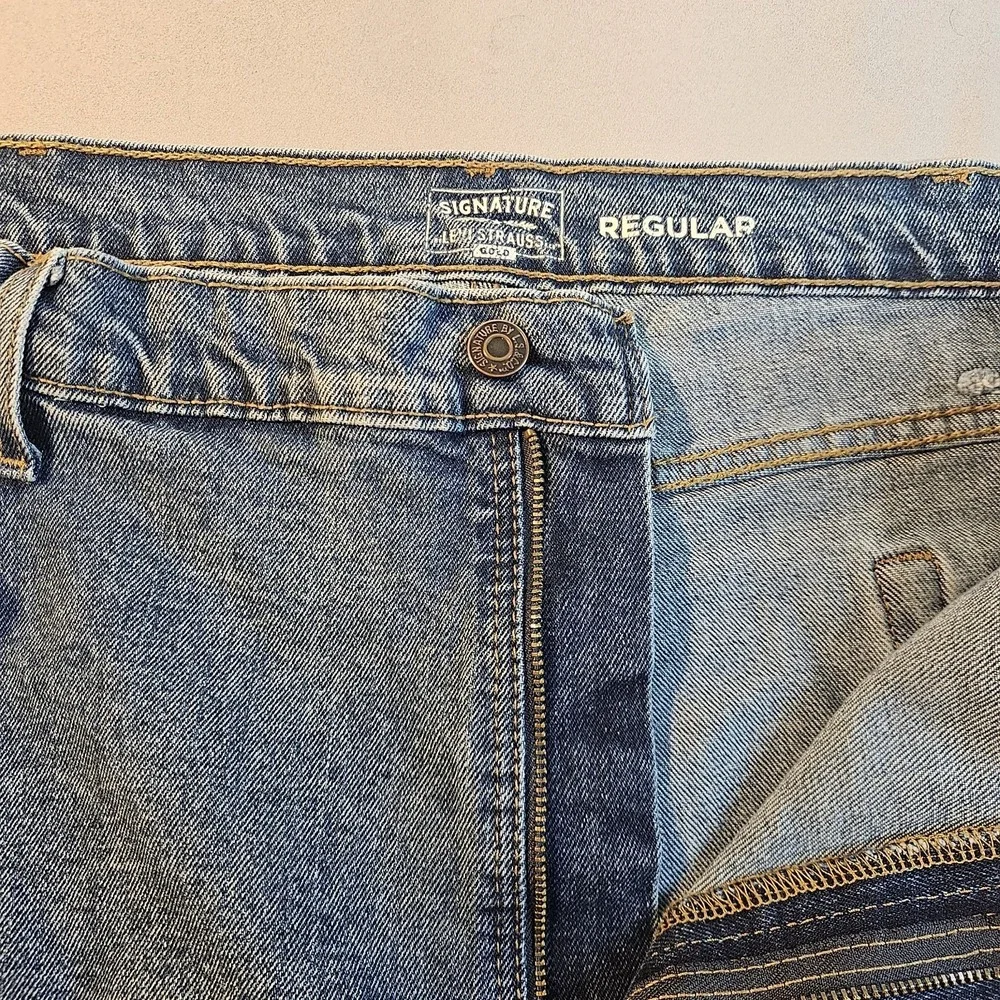 Levi Strauss Signature Gold Jeans Mens 44x30 Regular Fit Blue Denim Stretch‎
